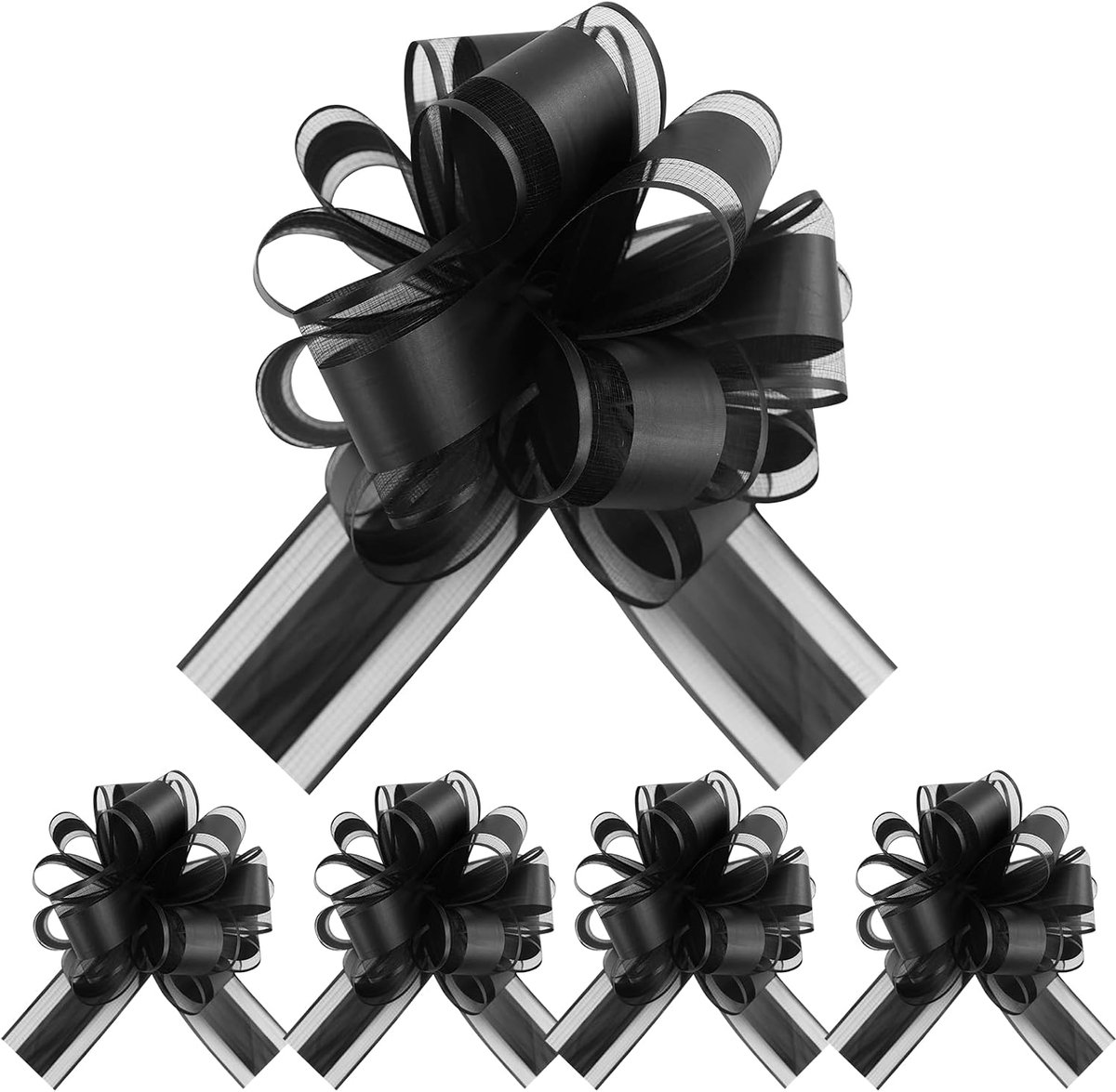 6 stuks geschenkstrik, grote strik reuzenstrik cadeau. Grote pull strik voor auto decoratie bruiloft New Houses party party gift strik zakjes-zwart