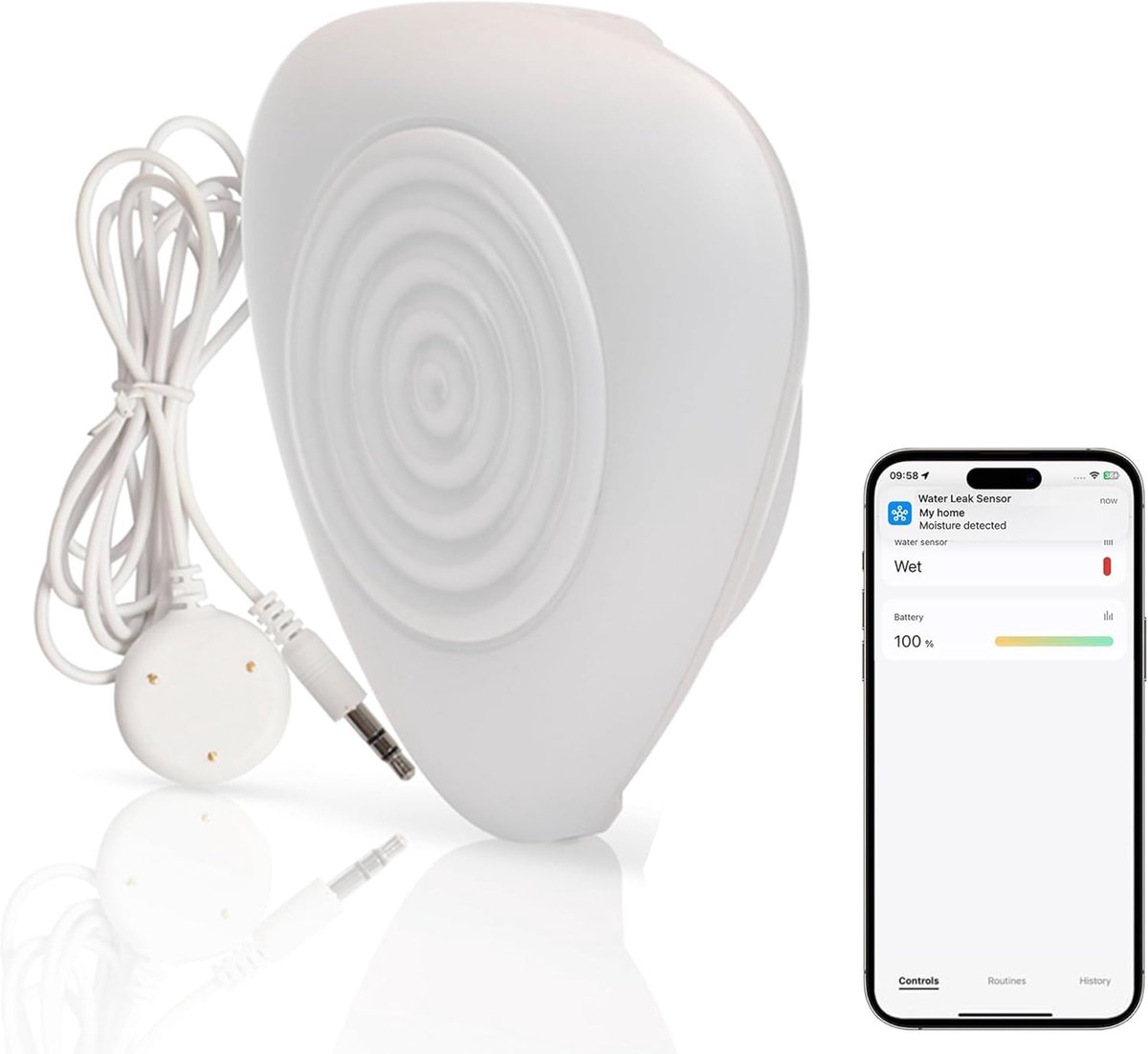 Waterlekdetector: Zigbee-waterleksensor met app-waarschuwingen, vereist Zigbee-hub, compatibel met SmartThings, Apple HomeKit, Alexa en Home Assistant (1-pack)