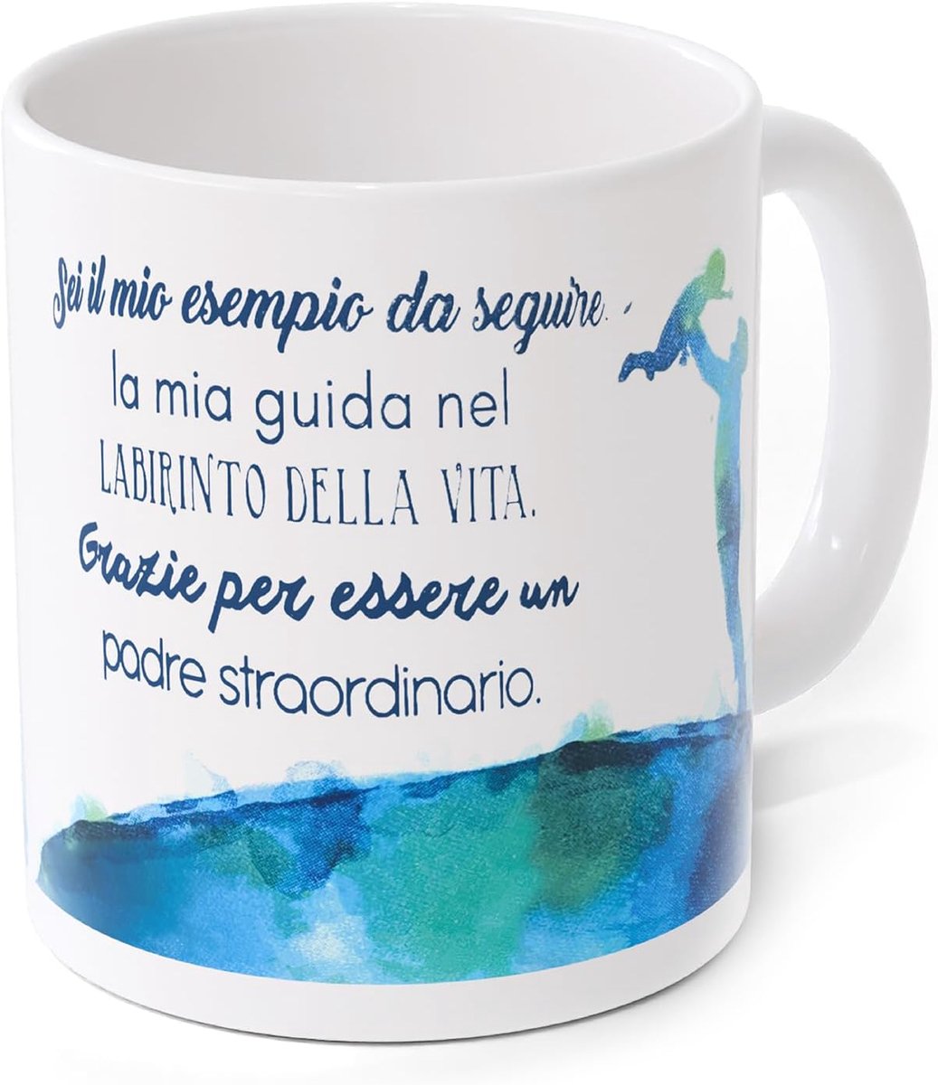 Keramische mok met boodschap voor papa, blauw aquareldesign, vaderdagcadeau (PAPA 2)