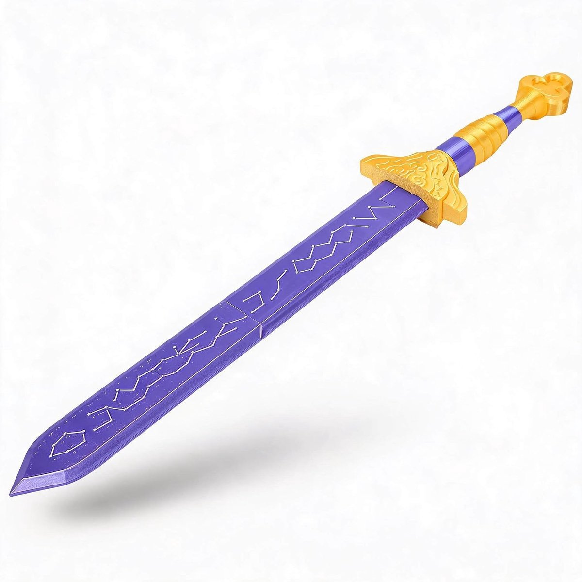 3D-geprint Zwaardmodelspeelgoed, Rollenspelaccessoire met PLA-constructie, Kostuumsteun voor Verzameling Festivalvakantiegeschenken Geel Blauw, Halloween Cosplay