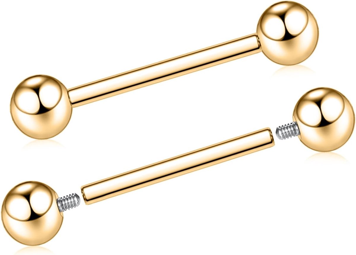 14G Tepelstaafjes Tepelpiercing Sieraden Tong Bars Tong Piercing Intern Schroefdraad Ringen Bridge Piercing Sieraden Titanium
