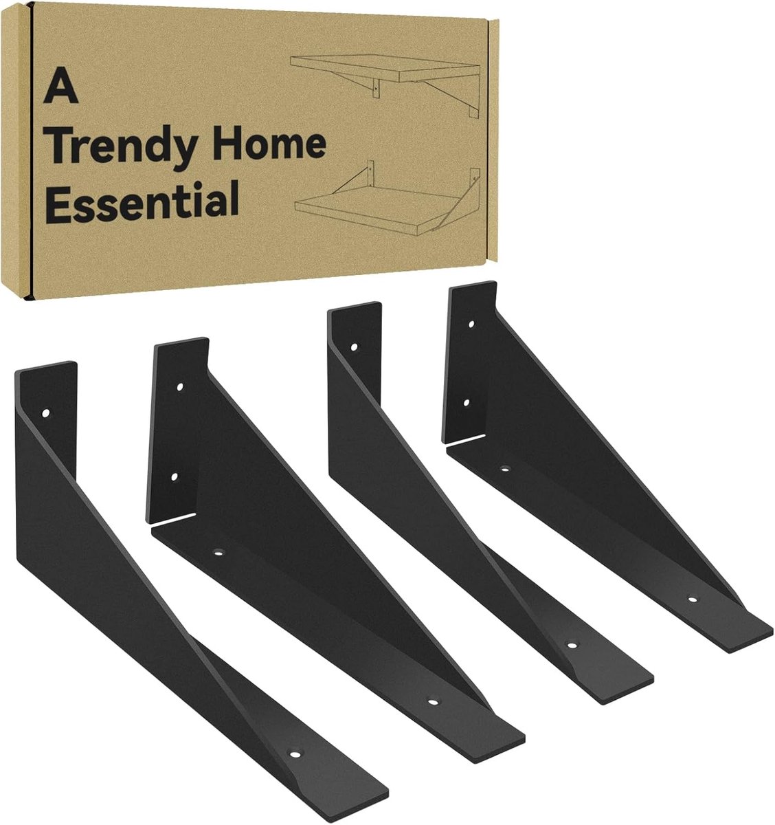 SnelShoppen - 30cm Hoekplank Steun, 2 Paar, Zwart, Plankhouders, Hoge Bestendigheid, Voor Keuken, Slaapkamer, Woonkamer en Thuis