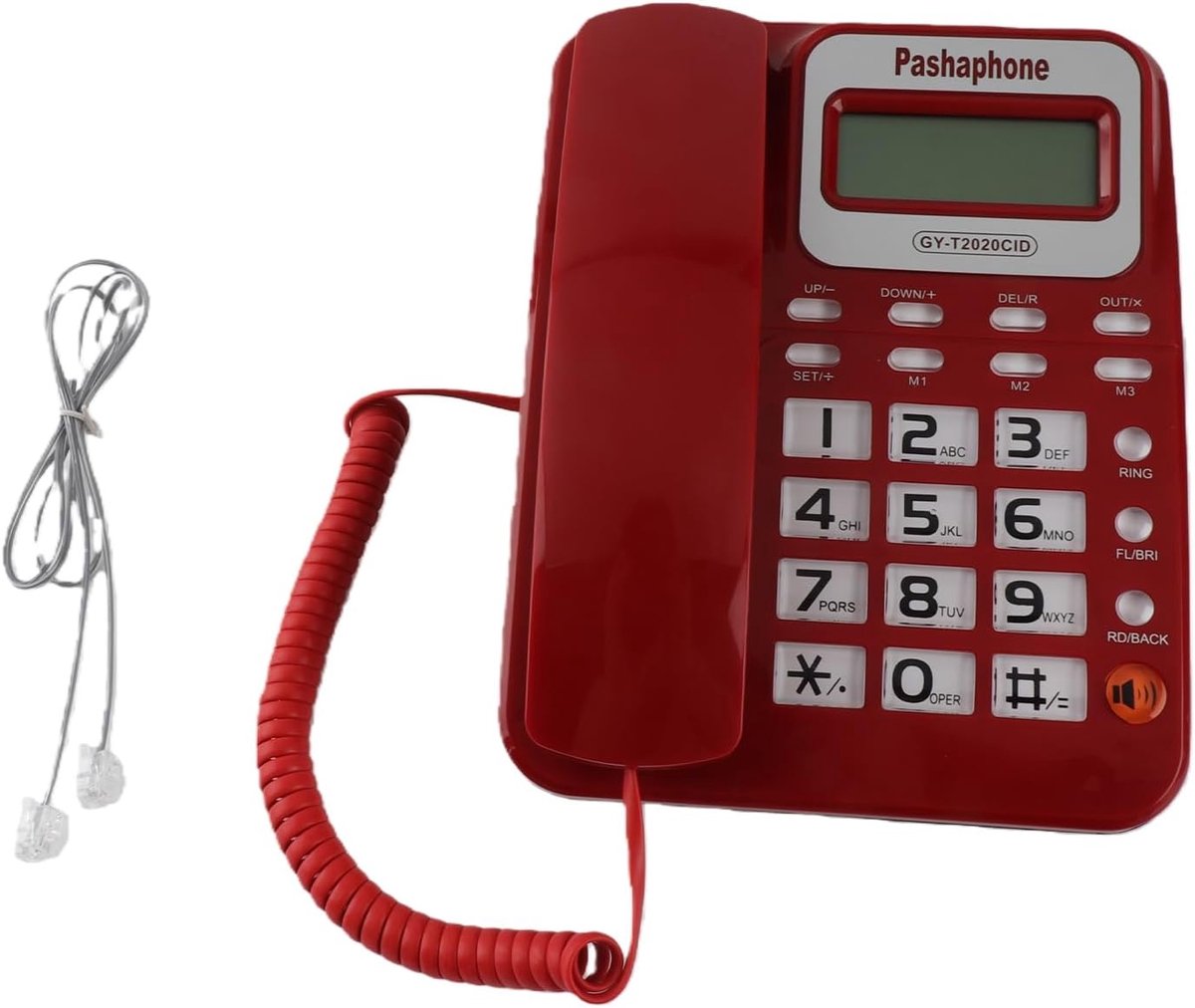 SnelShoppen - Telefoon met Rekenen en Sprekersidentificatie, Stiltemodus, ABS Materiaal, Rood, Voor Thuis en Kantoor