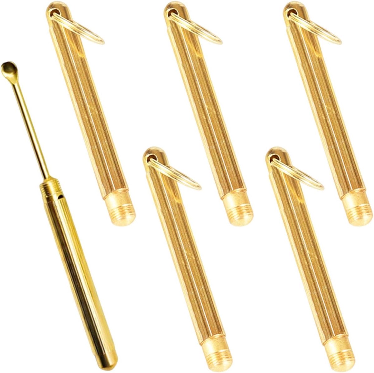 SnelShoppen - 6 Gouden Mini Lepels, Vouwbare Lepel Hanger, Speciale Lepel voor Kruiden, Duurzaam Keuken Gereedschap in Goud