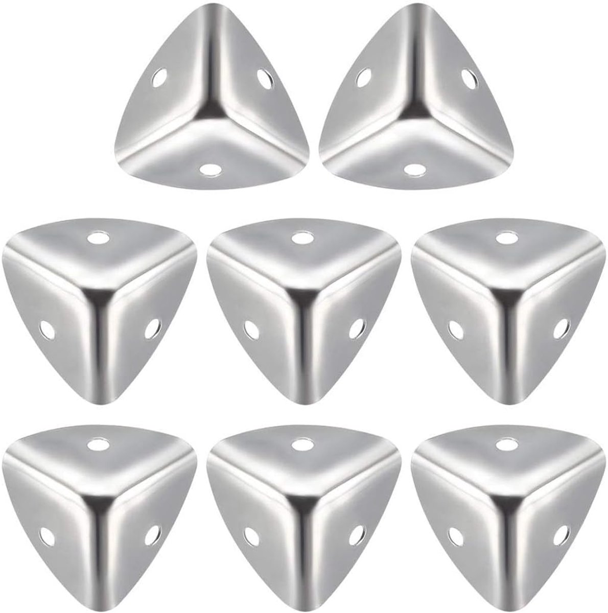 SnelShoppen - 8 Stuks Metalen Hoekbeschermers 25x25x25 mm, Decoratieve Hoekbeugels in Zilver, Inclusief 24 Schroeven voor Meubels, Kisten, Koffers en