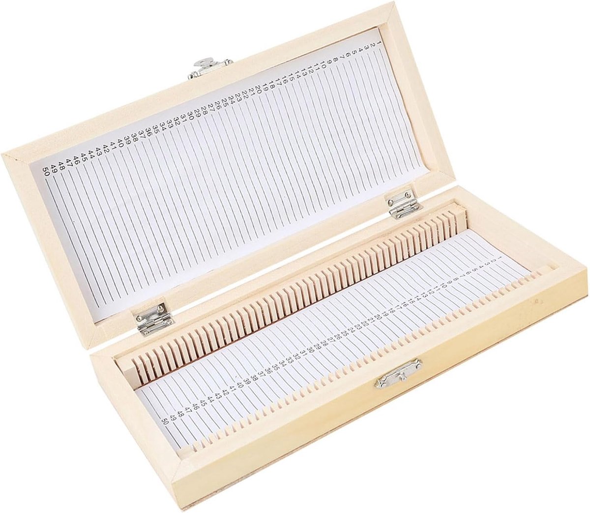 SnelShoppen - Microscoop Slide Box met Houten Deksel voor 50 Preparaatglazen, Ideaal voor Biologie Laboratorium en Opslag van Monsters