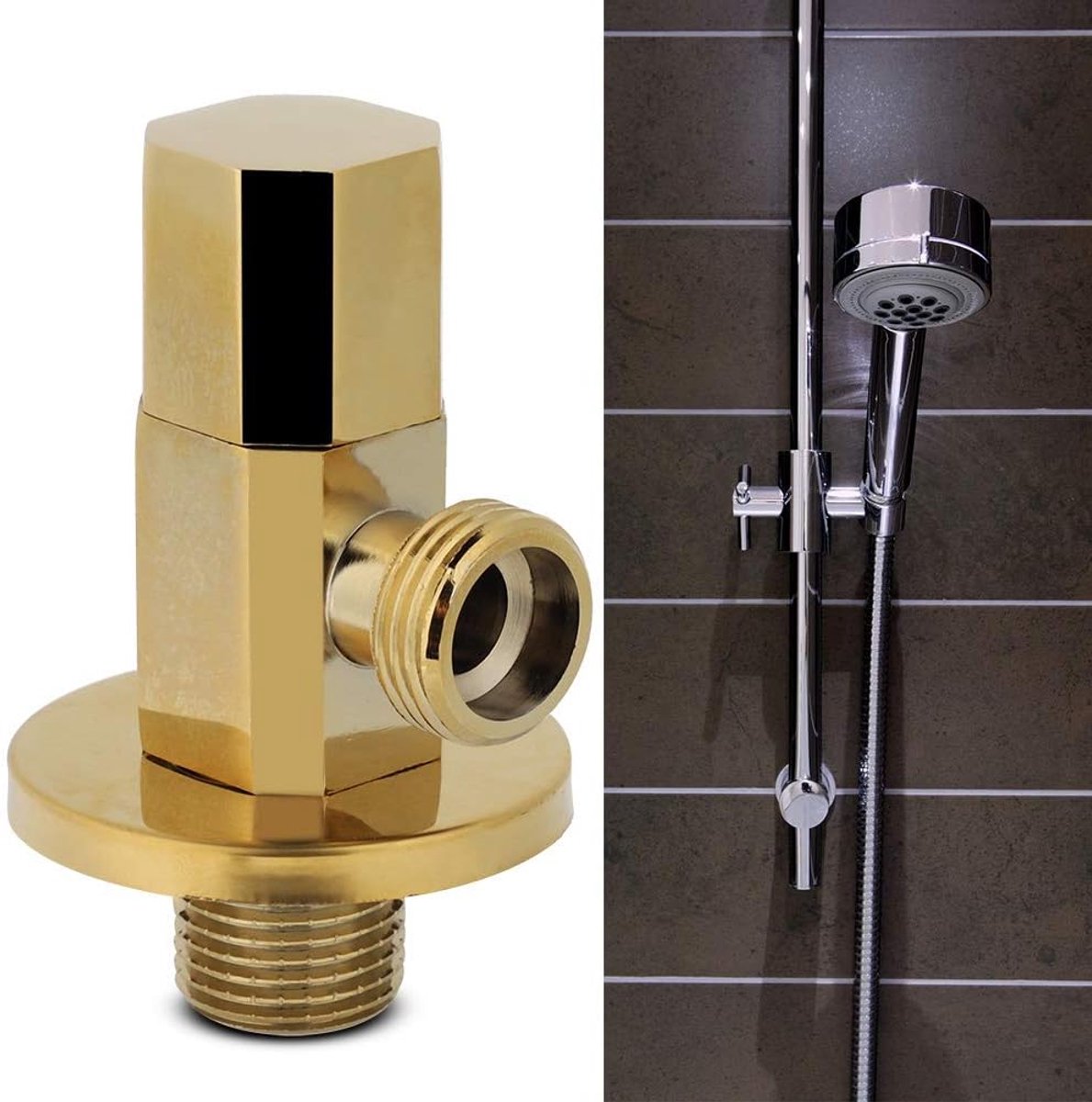 SnelShoppen - Badkamer Messing Gouden Hoekkraan Waterafsluiter Kraan Hoekkraan Professionele Accessoires Voor Thuisgebruik