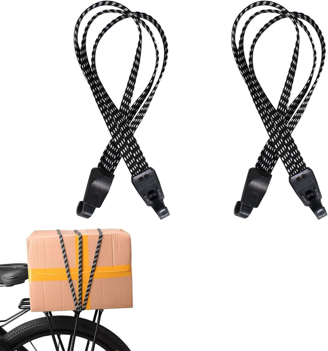 SnelShoppen - Pack van 2 Luchtvaart Spanners, 3-in-1 Fiets Rekband, Elastische Expander met Haken, Elastische Bagagedrager Straps voor Fietstas, Motor