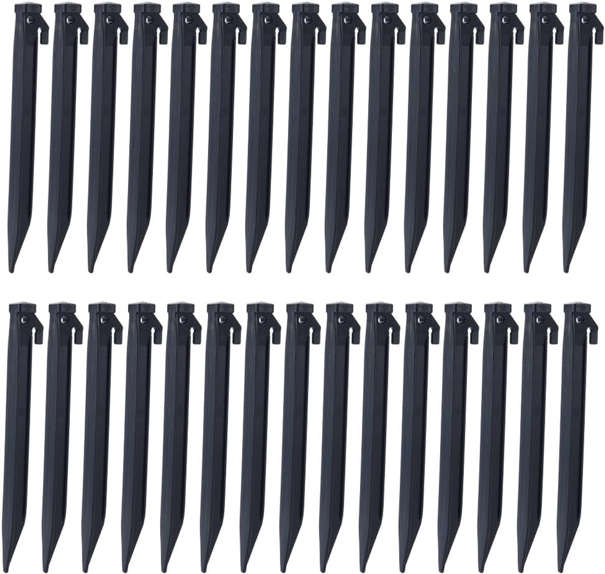 SnelShoppen - 30 Stuks Zwarte Plastic Opblaasbare Inzet 20 cm Landschap Rand Stakes Tent Haringen voor Camping, Strand, Zeil, Grond, Tuin, Buiten, Spe