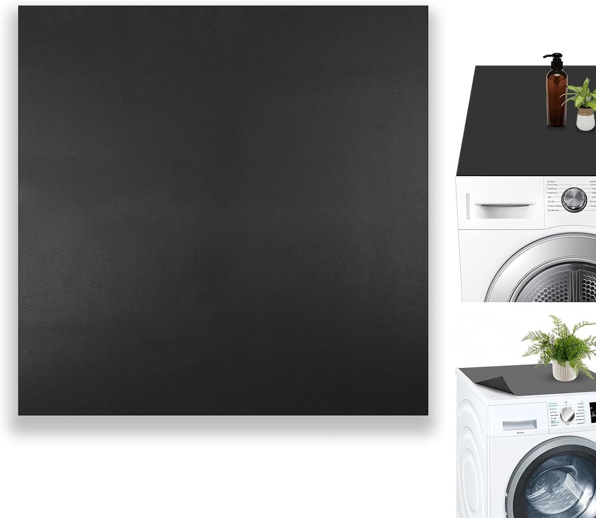 SnelShoppen - Wasmachine Cover 60 x 60 cm - Zachte en Snijdbare Wasmachine Mat - Antislip Universeel voor Wasmachine, Droger, Badkamer, Keuken - Zwart