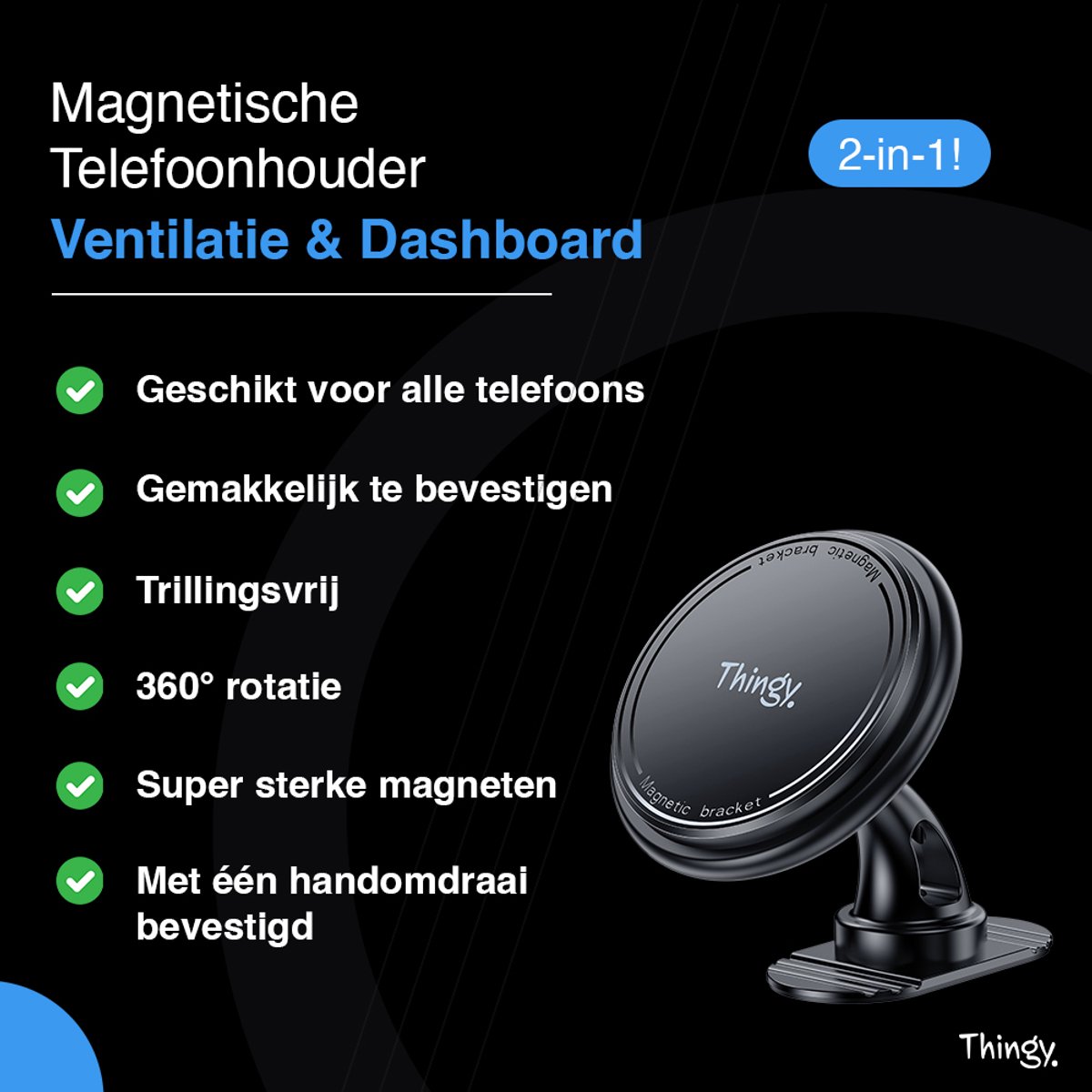 Thingy® Telefoonhouders Auto - MagSafe Autohouder - Ventilatie & Dashboard - Magnetisch - GSM Houder Auto - Telefoonhouders Auto Magnetisch - Phone Holder Car - Auto Accessories – foto 2