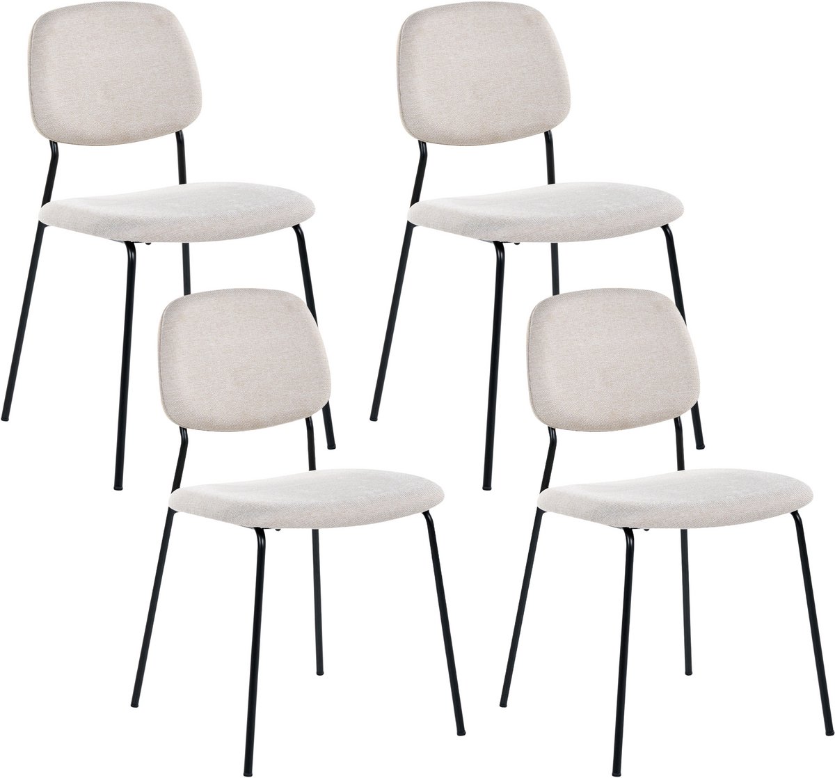 RILEY - Set van 4 eetkamerstoelen - Lichtbeige - Polyester