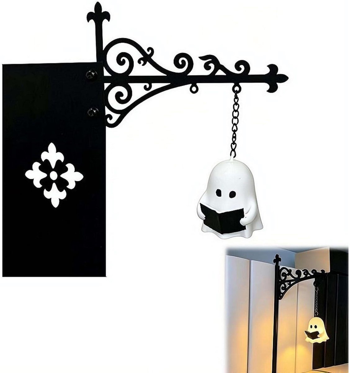 Boekensteun metaal - Boekenstandaard - Boekensteun met Lamp - Bibliotheeklantaarn - Miniatuur Boekenplank Lantaarn - Boekenkast leeslampjes - Decoratieve boekenplankverlichting - Halloween Decoratie - Voor Woonkamer, Bureau, Kast en Feest