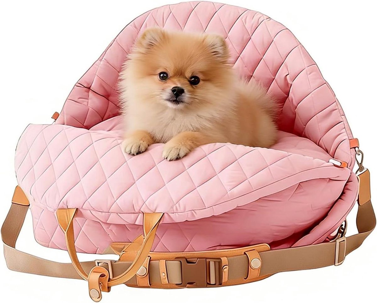 Hondenstoel Auto - Reisbench Hond - Veilig Reizen - Verwijderbare Wasbare Hoes - 40 x 30 x 6 cm - Roze