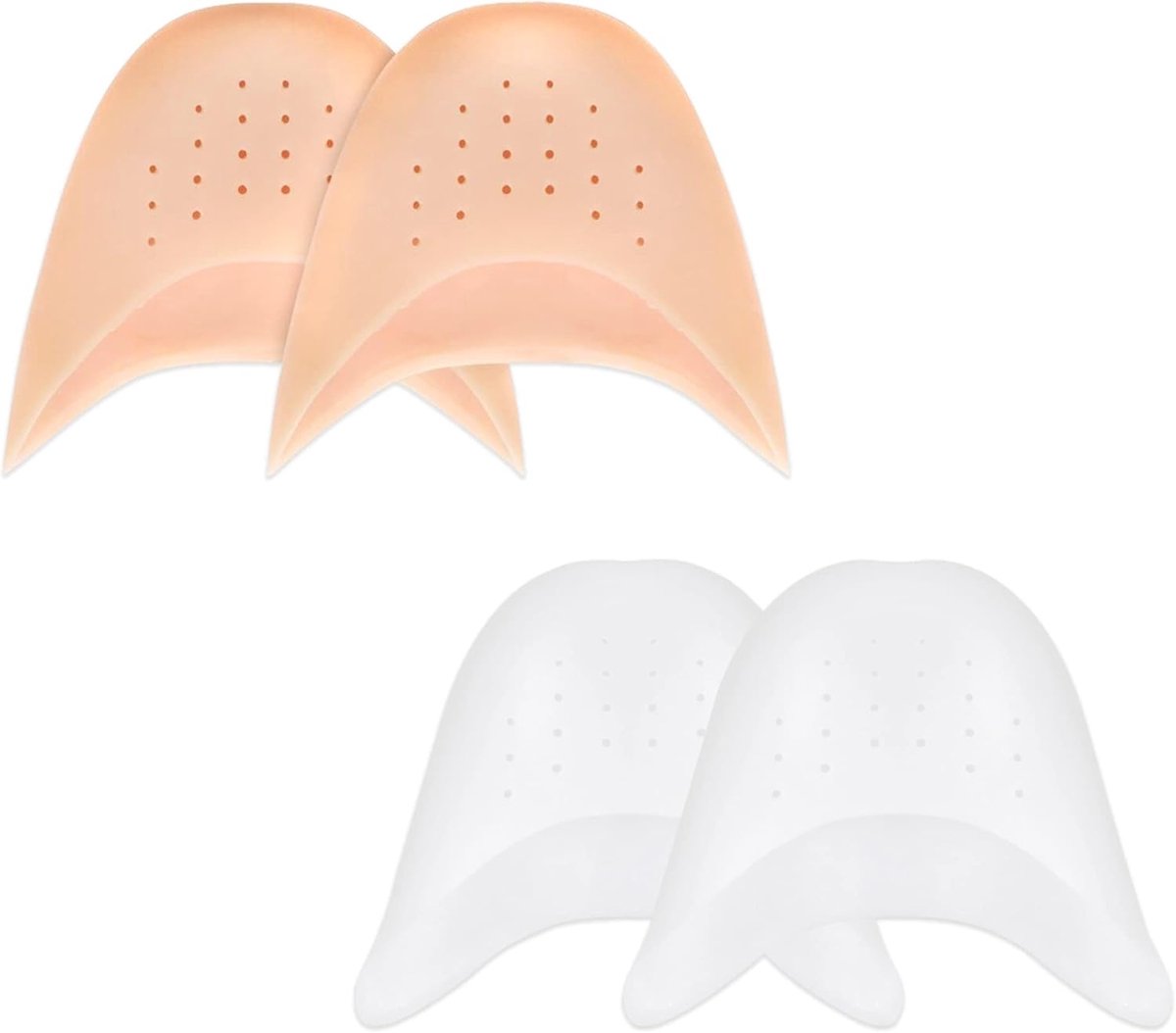 SnelShoppen - 2 paar siliconen half tips, siliconen teenbescherming voor ballet- en dansschoenen, huidvriendelijk en comfortabel, voor maximale besche