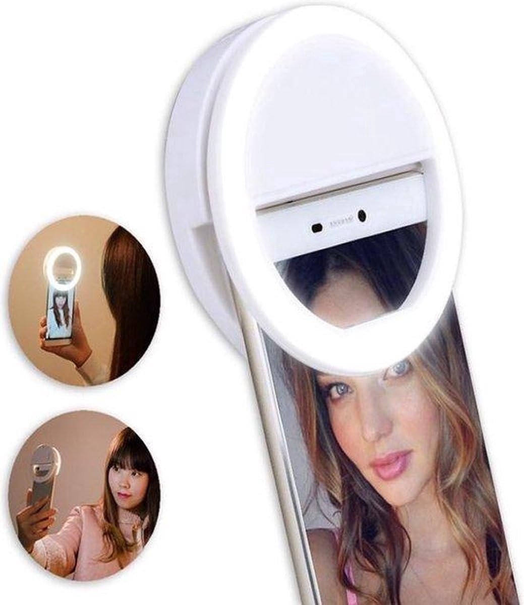 Selfie Lampje - Wit - Compact met Clip - LED Verlichting voor Telefoon - Voor Perfecte Selfies