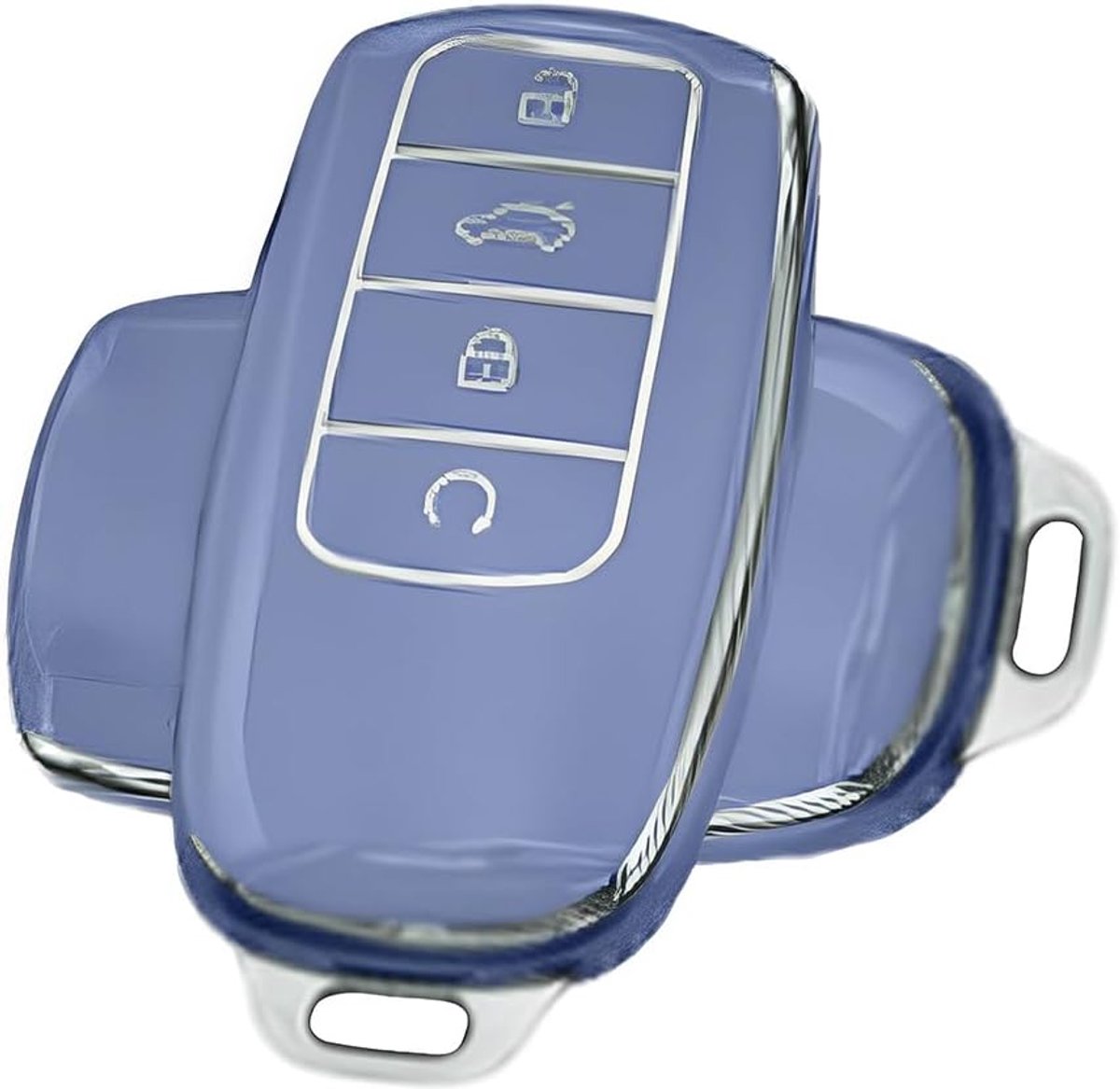 SnelShoppen - Sleutelhanger Hoes Compatibel met Chery Omoda 5 Tiggo 7 Tiggo 8 Pro voor Jaecoo 7 Sleutel Beschermer TPU Sleutelhouder 4 Knoppen Grijs