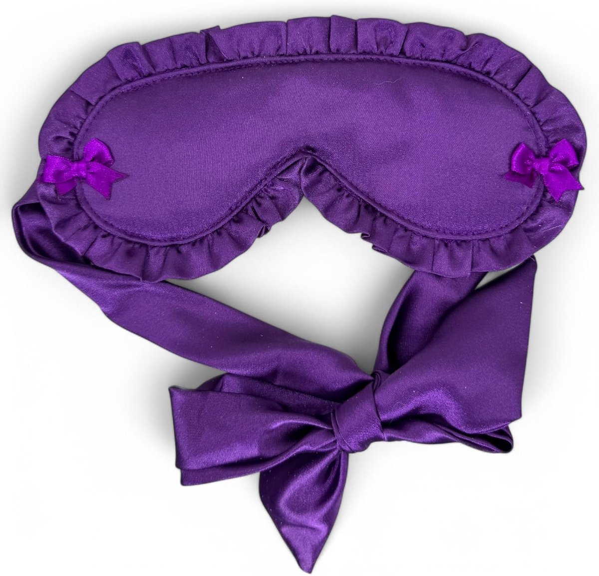 SnelShoppen - Luxe Slaapmasker van Zacht Satijn, Gevoerd Oogmasker met Ruches en Strikken, Verstelbare Satijnen Bindbanden, Perfect voor een Goede Nac