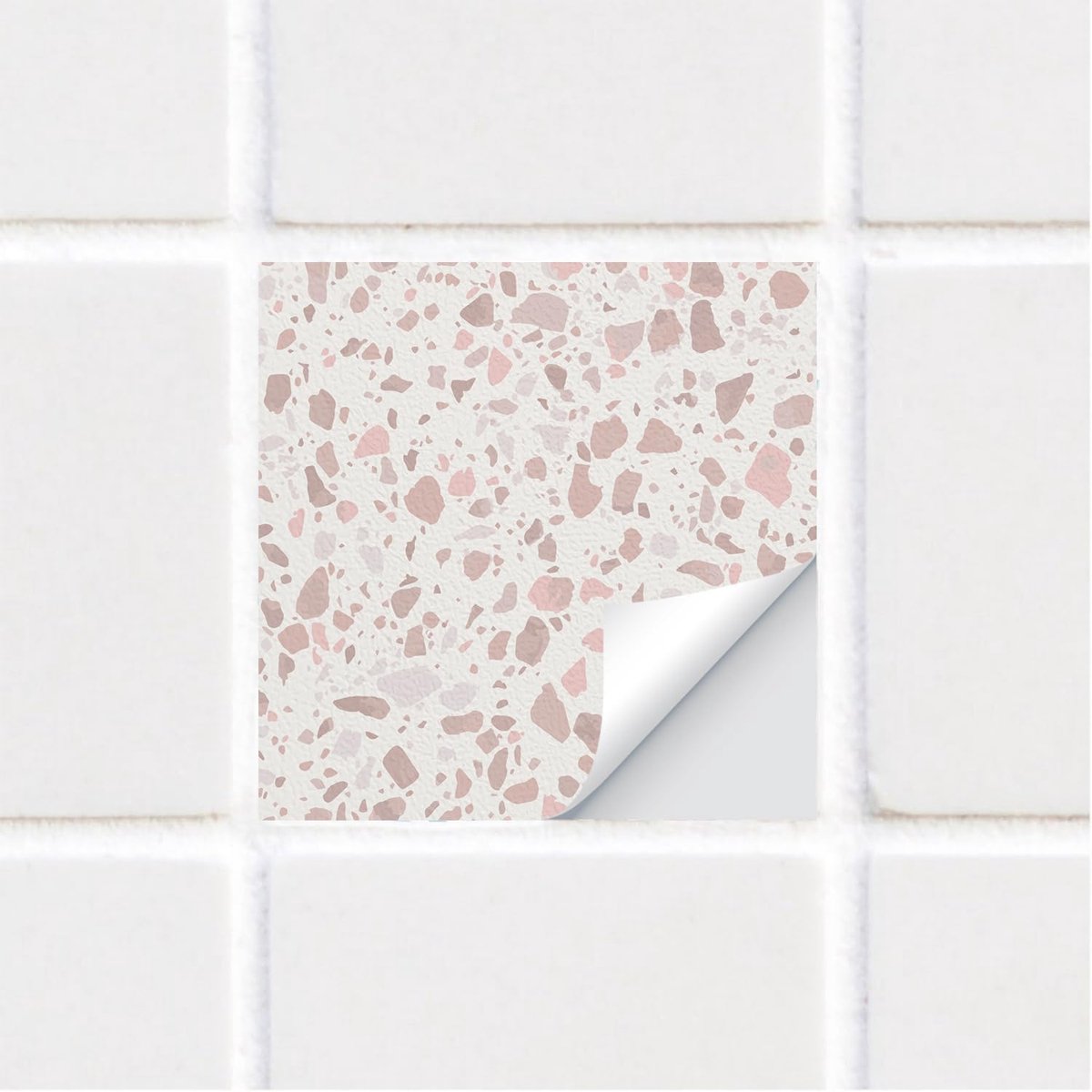 SnelShoppen - 50 Stuks Tegelstickers 15cm/6inch Roze Terrazzo, Zelfklevende Wandstickers voor Badkamer, Keuken, Achterwand voor Fornuis, Waterdicht en