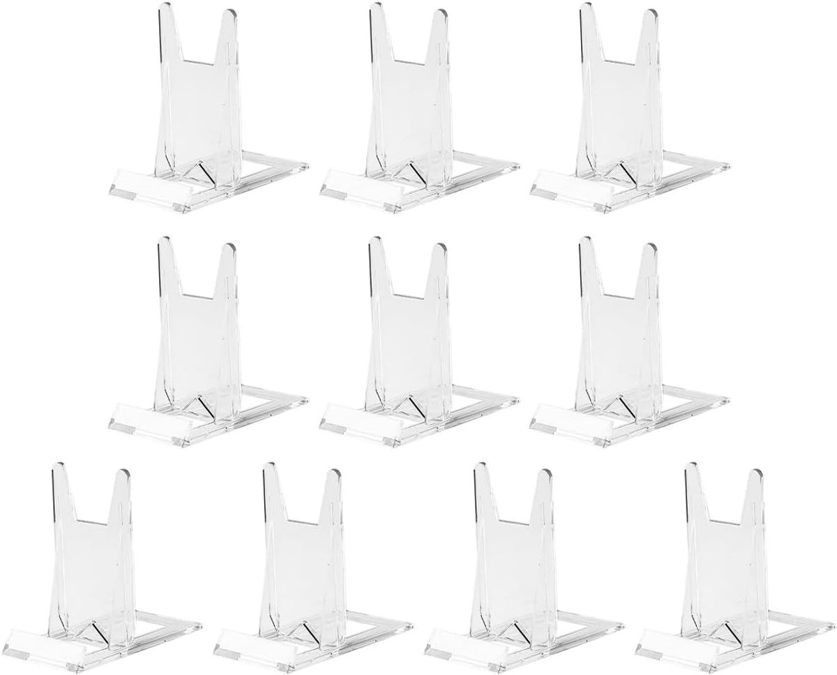 SnelShoppen - 10 Stuks Transparante Plastic Display Stand - Verstelbare Acryl Display Houder voor Borden, Boeken, CD's, Kunstwerken - Multifunctionele