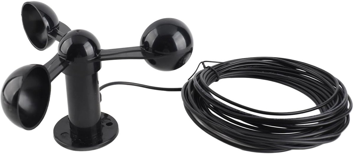 SnelShoppen - Drie Cup Anemometer Sensor voor Wind Snelheid Met 8M Waterdichte Kabel, 4 Cm Montagegat, Anti-Interferentie, Ideaal voor Weerstation en