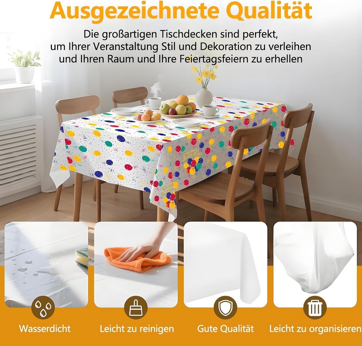 SnelShoppen - Verjaardagsfeest Decoratie Tafelkleed - 1 Stuk, Kleurrijk, Waterafstotend, Perfect voor Feestjes, Kinderen, Tuin, Keuken