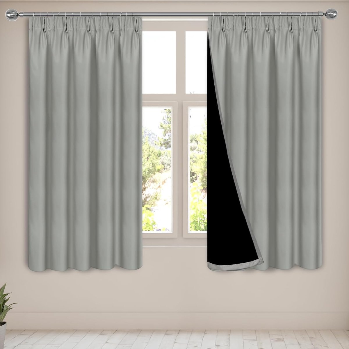 Zwarteout gordijnen 117 x 137 cm - Grijs - Thermisch en superzacht - Ideaal voor slaapkamer - SnelShoppen