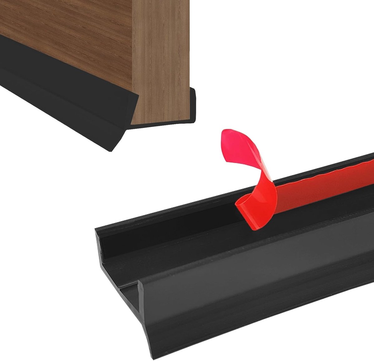 SnelShoppen - Skirting Profile Zelfklevend 15/16/17/18 mm Houtdikte Silicone Rubber met Afdeklid, Sealing Profiel voor Keuken Plinten Zwart 2 m
