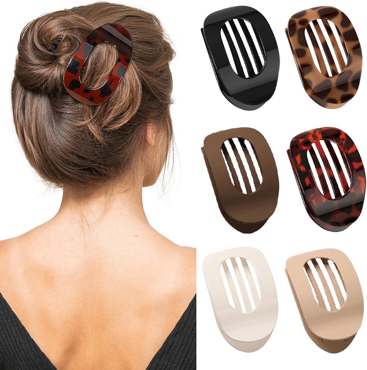 SnelShoppen - Set van 6 Platte Ronde Haarspelden voor Vrouwen - Duurzaam, Antislip, Sterke Houding - Haaraccessoires voor Feest, Casual, en Dagelijks