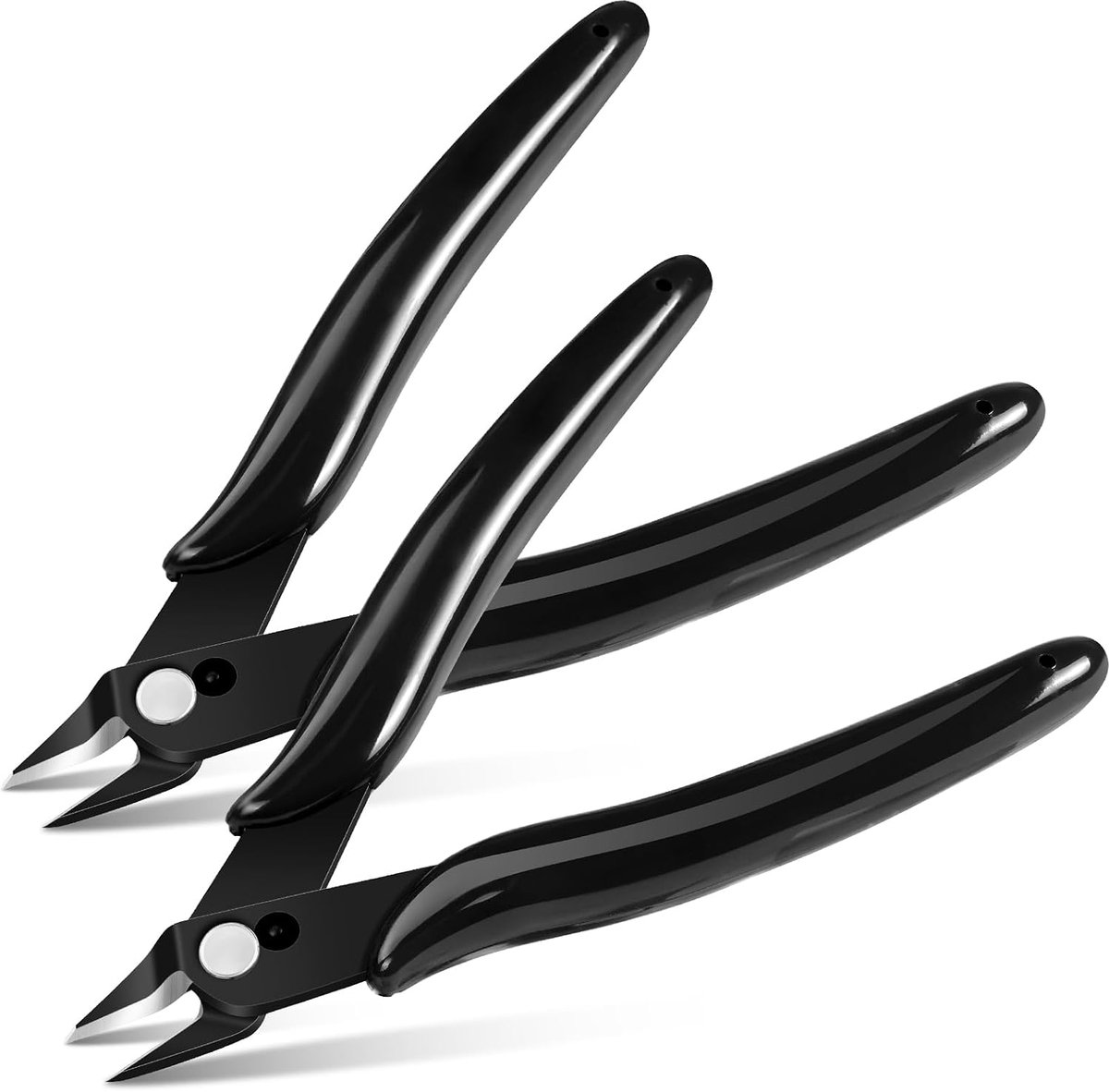 SnelShoppen - Micro Draadknippers, Veerbelaste Zijknippers, Diagonaal Knippers | Precisie Kniptangen in CRV Staal, 2 Stuks, Zwart voor Elektriciteit e