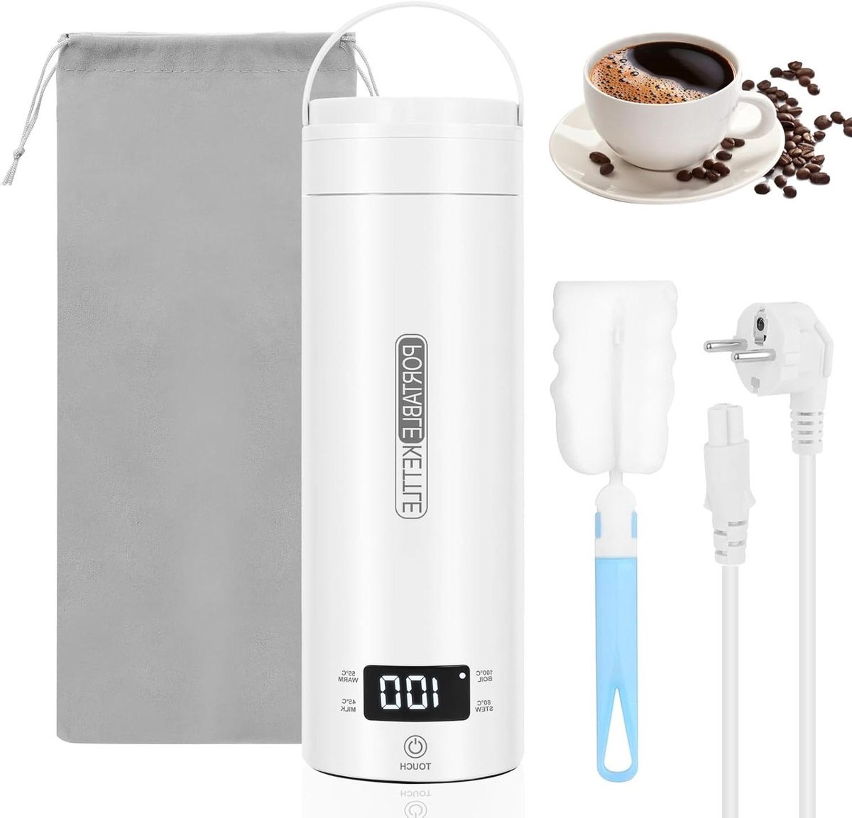 Reis Waterkoker - Mini Waterkoker - Warme Dranken Maken - Temperatuur Instelbaar - 500 ml - Wit