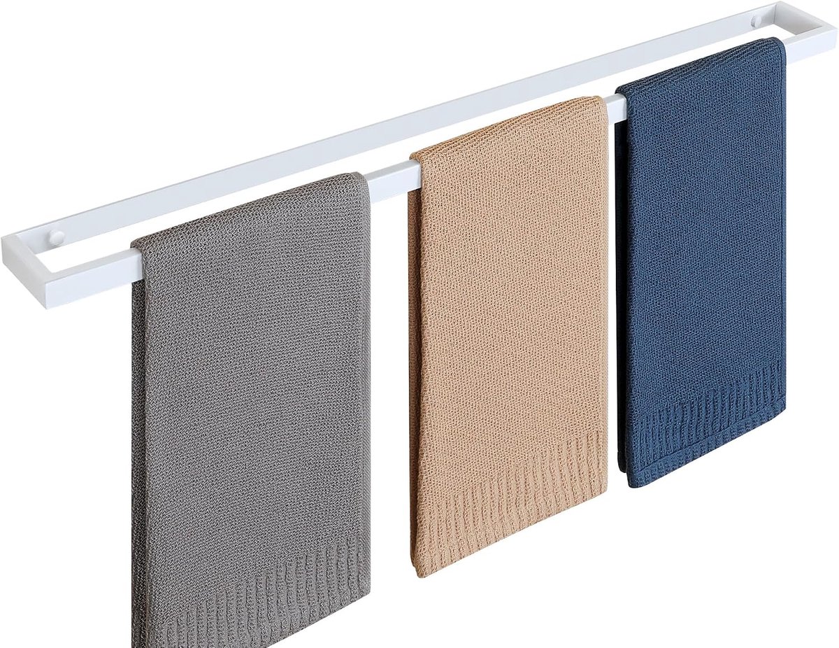 SnelShoppen - Handdoekhouder Wandmontage 70CM - Wit RVS Handdoekrek - Roestvrij staal SUS304 - Stabiele Schroefbevestiging voor Badkamer en Keuken