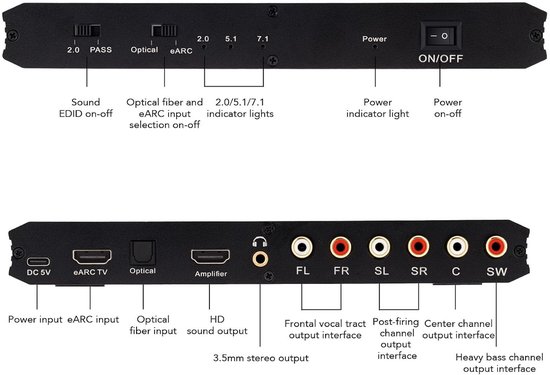 Audio Extractor - Geluid omzetter - Thuisbioscoop - Hoge resolutie audio - 24bit/192KHz - Zwart — afbeelding 3