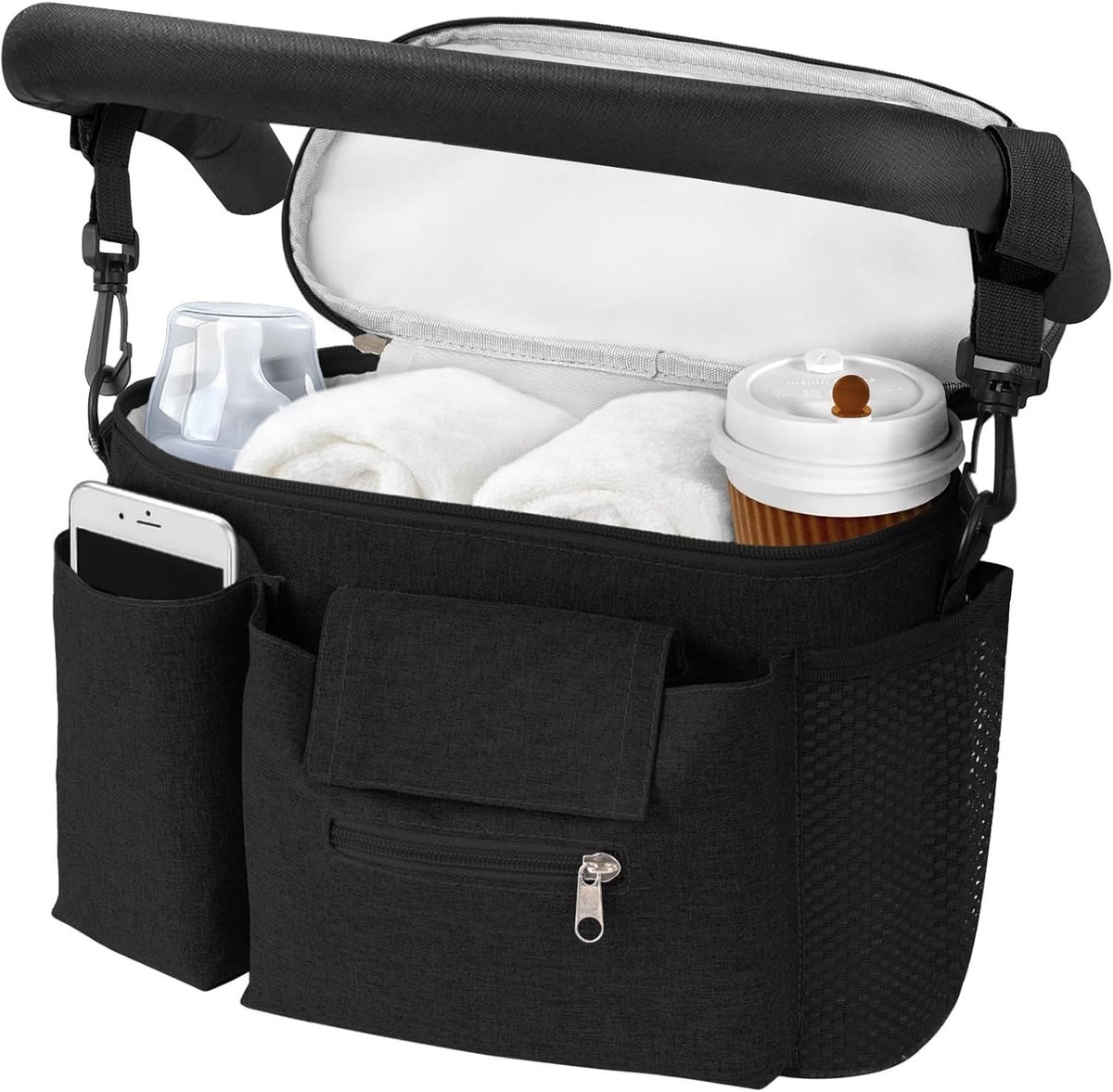 Upgrade je Kinderwagen met een Handige Organizer met Touchscreen, Ideaal voor Luiers, Flessen en Sleutels