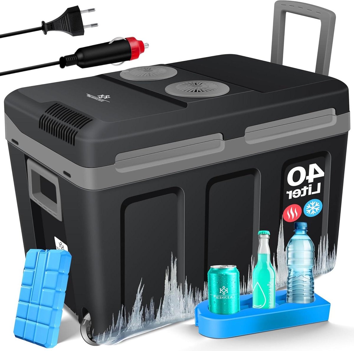 Thermo-elektrische koelbox - Mobiele koelkast - Dranken koel houden - Koelen en verwarmen - 40 Liter - Zwart grijs