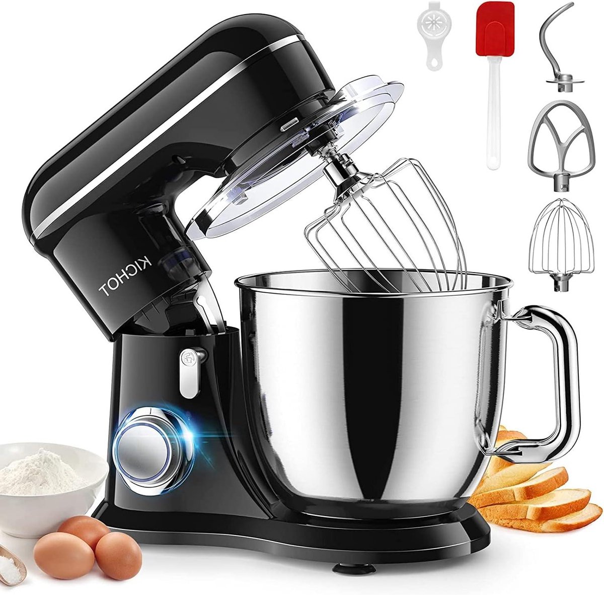 Keukenmachine - Standmixer - Bakken en mengen - Kantelbare kop - 4.5L kom - Zwart