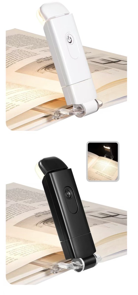 Namajunas - Boekenlegger reading light - 2 stuks - Leeslamp - Bureaulamp - Boeklampje - USB-oplaadbaar clip-on leeslampje - Klemlamp - Draagbaar - Het perfecte cadeau voor je geliefde, kinderen of fervente lezers om 's avonds van te genieten