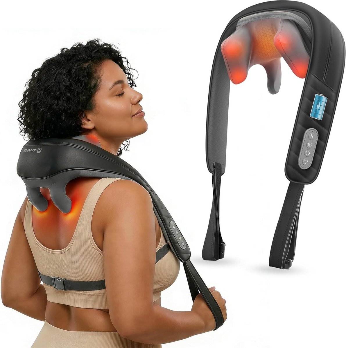 Nekmassageapparaat met warmte - Draadloze Shiatsu - Ontspanning na werk - 4D Deep Kneading