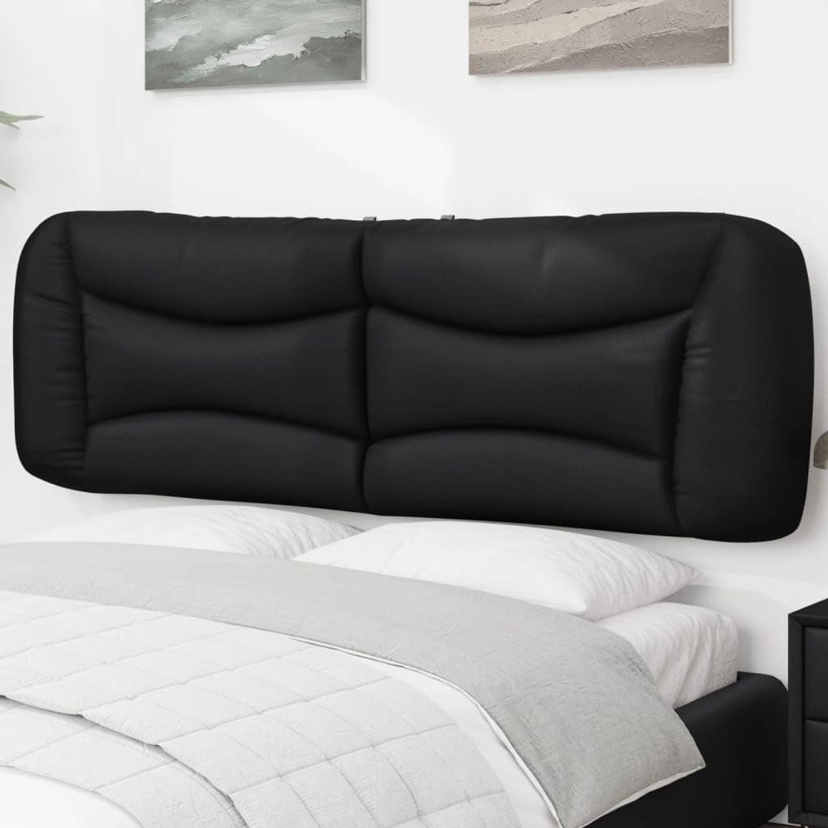 Hoofdbordkussen - Bed hoofdbord - Comfort in bed - Duurzaam kunstleer - 170 x 48 cm - Zwart