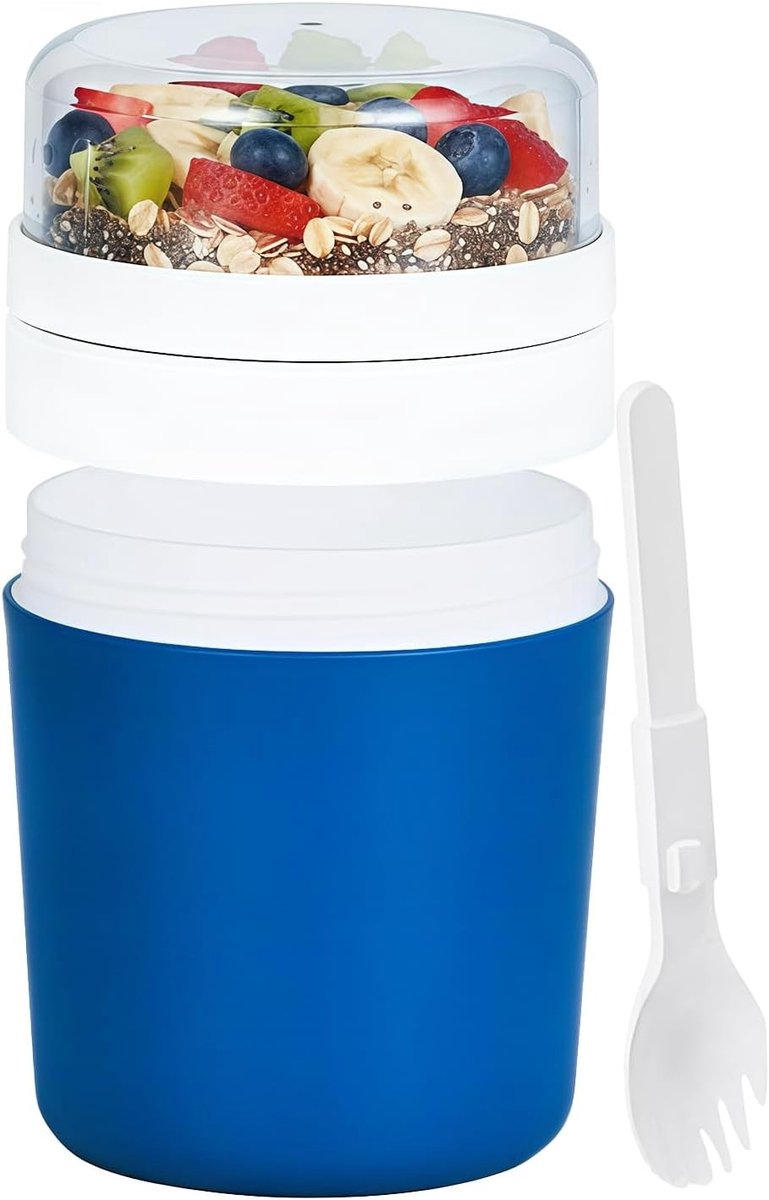 Muesli en Yoghurt Cup Set voor onderweg - Lekvrije Muesli Cup en Yoghurtbeker voor Werk, School en Picknick - Ideaal voor Gezonde Snacks en Ontbijt