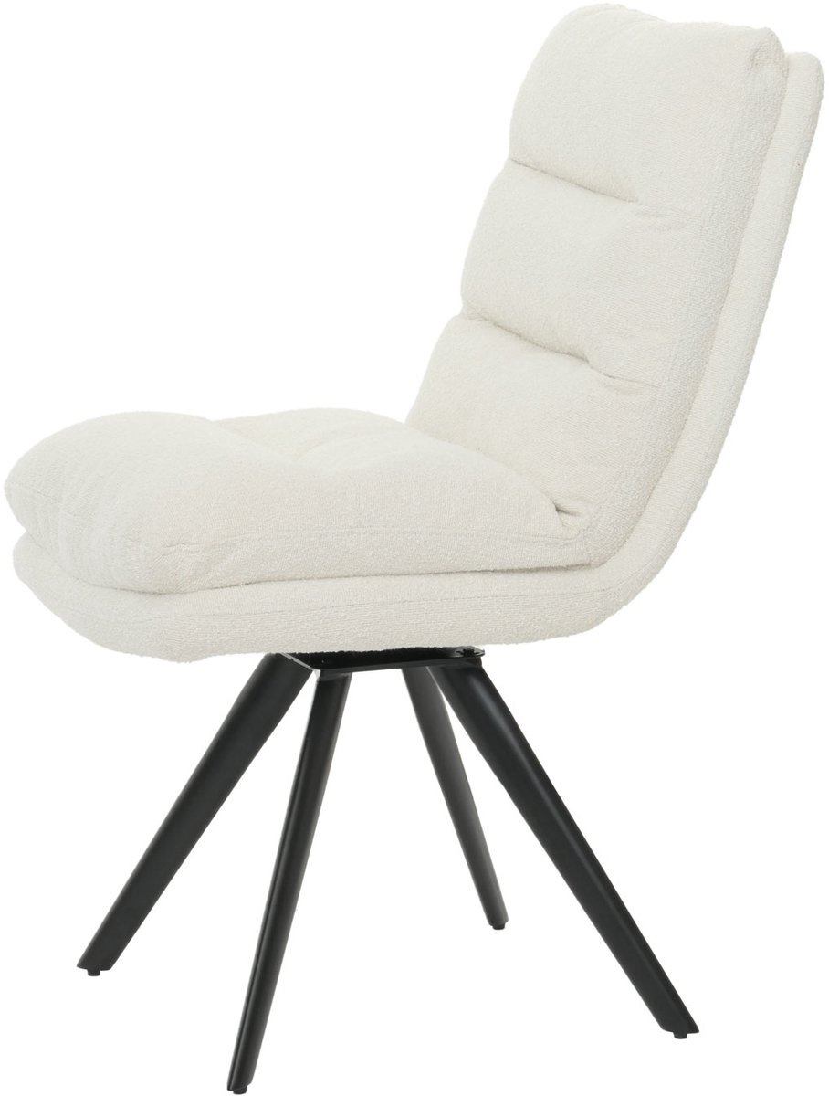 Eetkamerstoel MCW-G66, keukenstoel, draaibaar, automatische positie-instelling, stof/textiel bouclé MVG ~ crèmewit