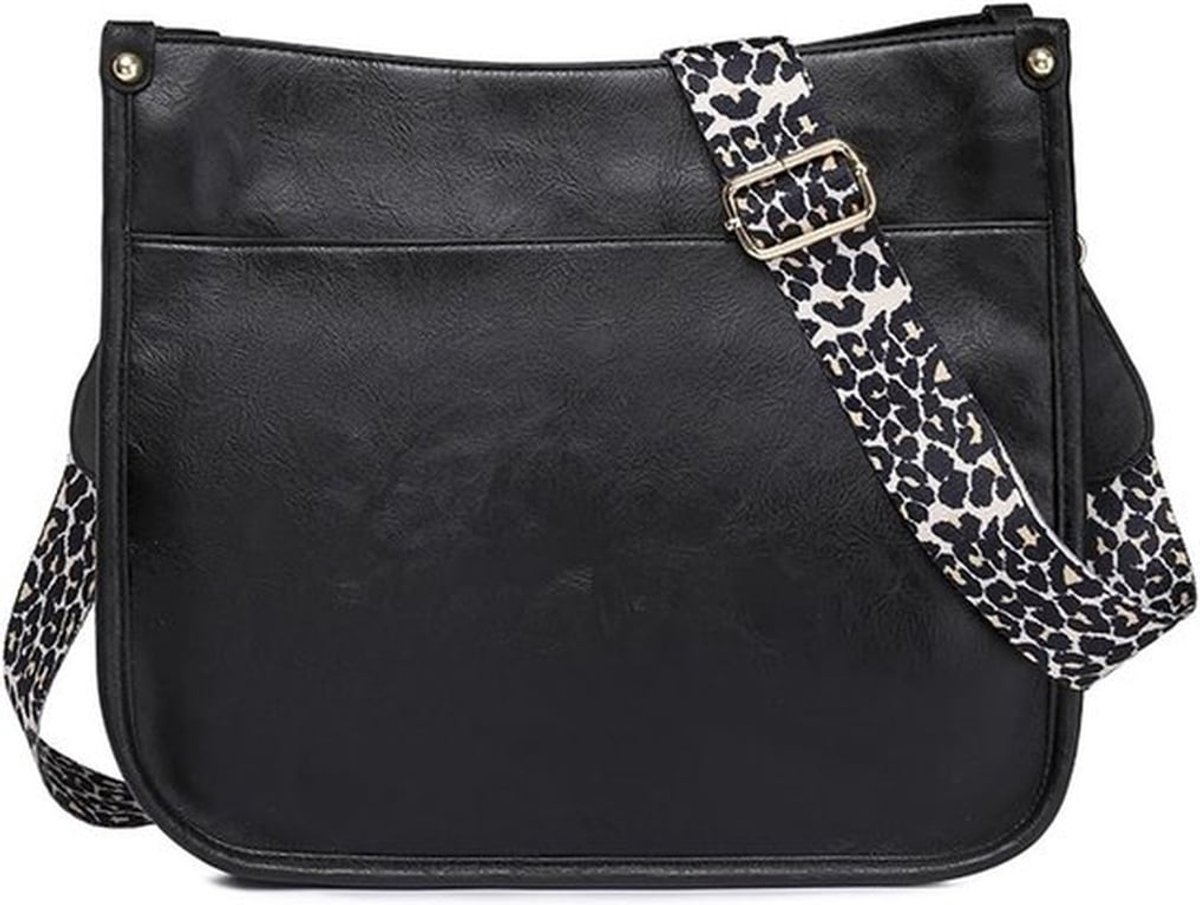 Retro PU Leren Schoudertas met Luipaardpatroon - Stijlvolle Crossbody Tas voor Dames met Verstelbare Schouderriem en Ruime Opbergruimte