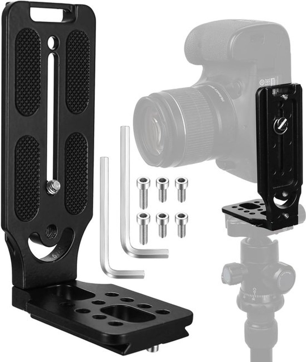 L Bracket voor Arca Swiss Quick Insert, Horizontale en Verticale Camera Tripod Mount, Geschikt voor DSLR Camera's en Accessoires zoals Canon, Nikon en Sony