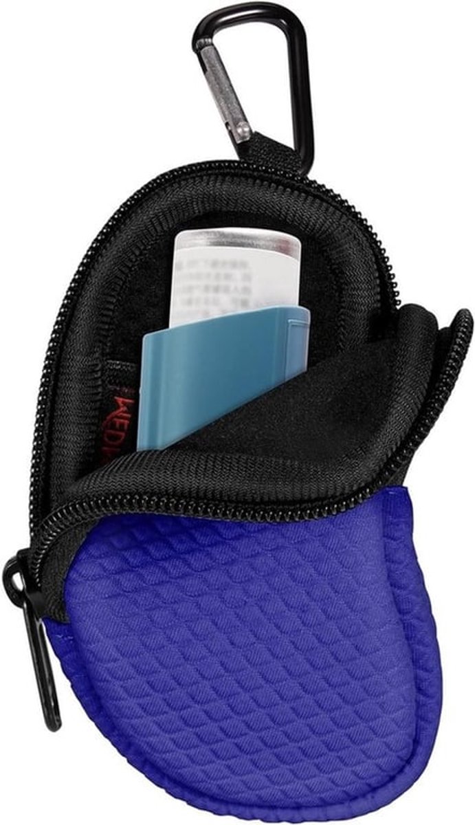 Neopreen Inhaler Houder voor Astma, Beschermende en Draagbare Reis Etui met Karabijnhaak en Mesh Zak, Lichtgewicht en Handig voor Inhalators