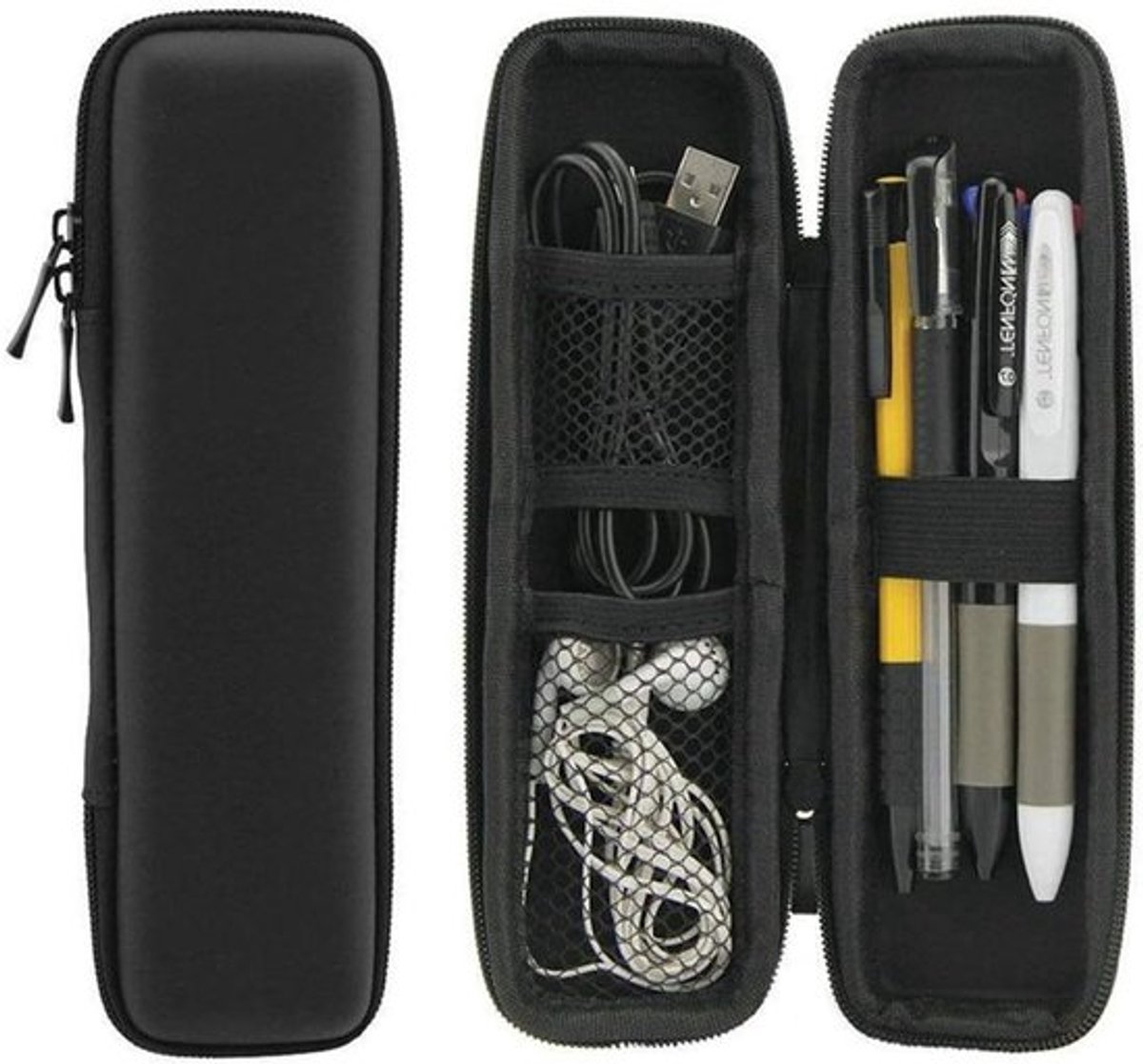 Duurzame Hard Shell Etui voor Potloden en Stylus met Bescherming en Opslagruimte voor Pennen en USB-kabels, Compact en Handig