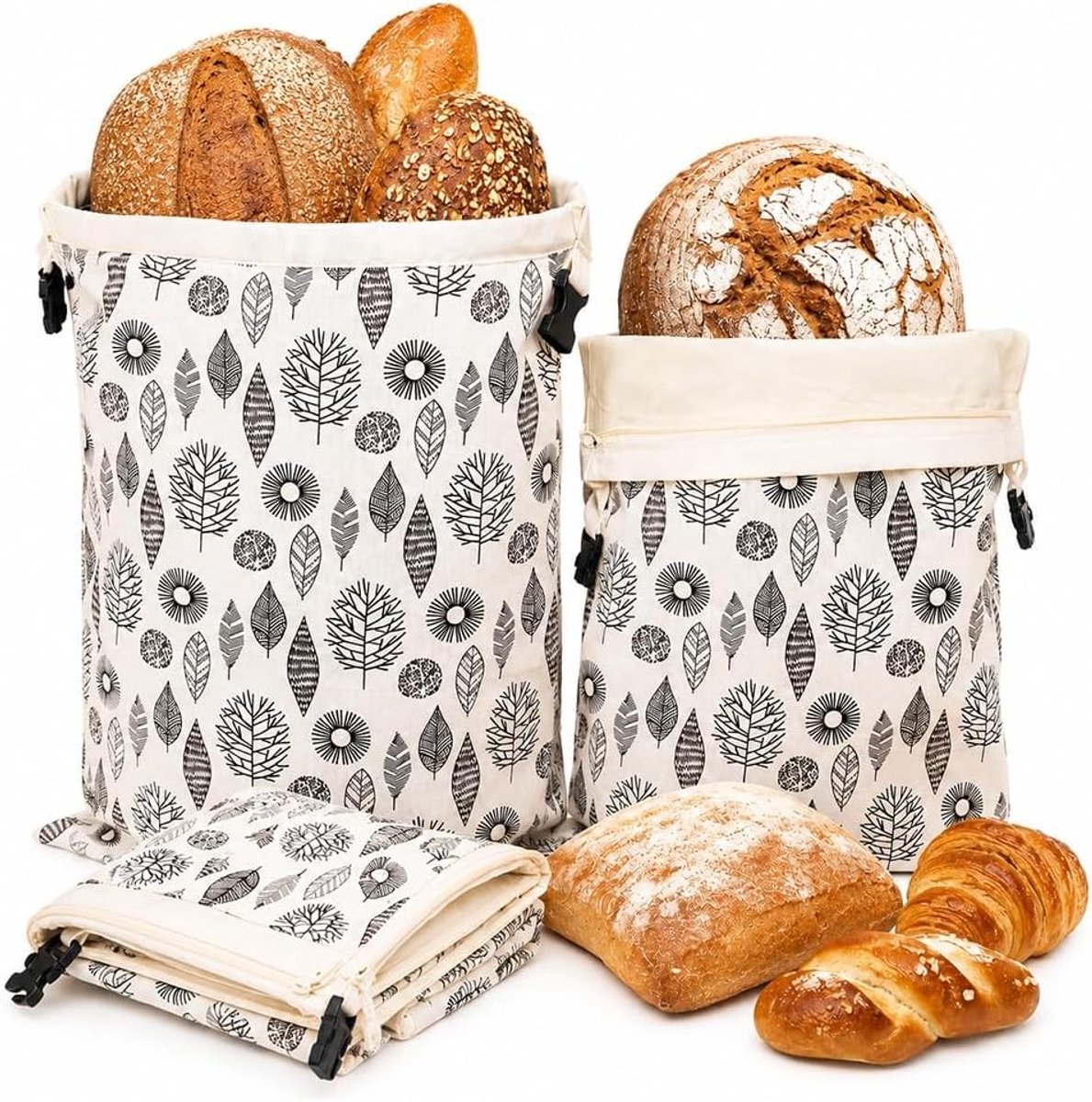 Broodzakken van Bijenwas - Beige - 43 x 33 cm - Herbruikbaar van Katoen en Linnen - Voor Zelfgemaakt Brood