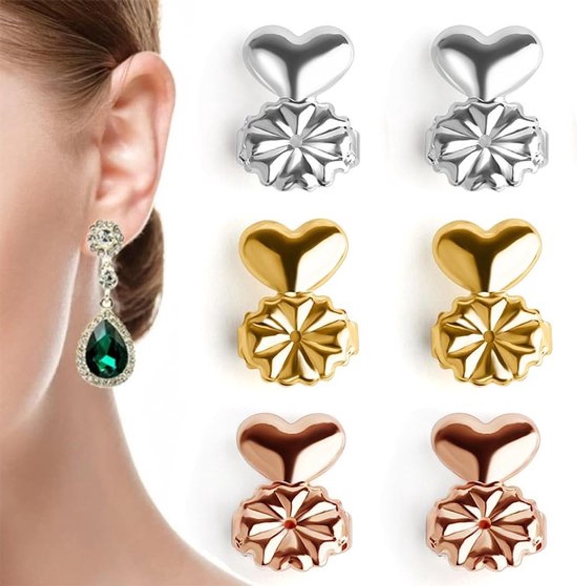 Verstelbare Oorbellen Lifter - 3 Paar Hypoallergene Oorbellensteunen voor Oorlellen - Ideaal voor Oorbellen en Accessoires