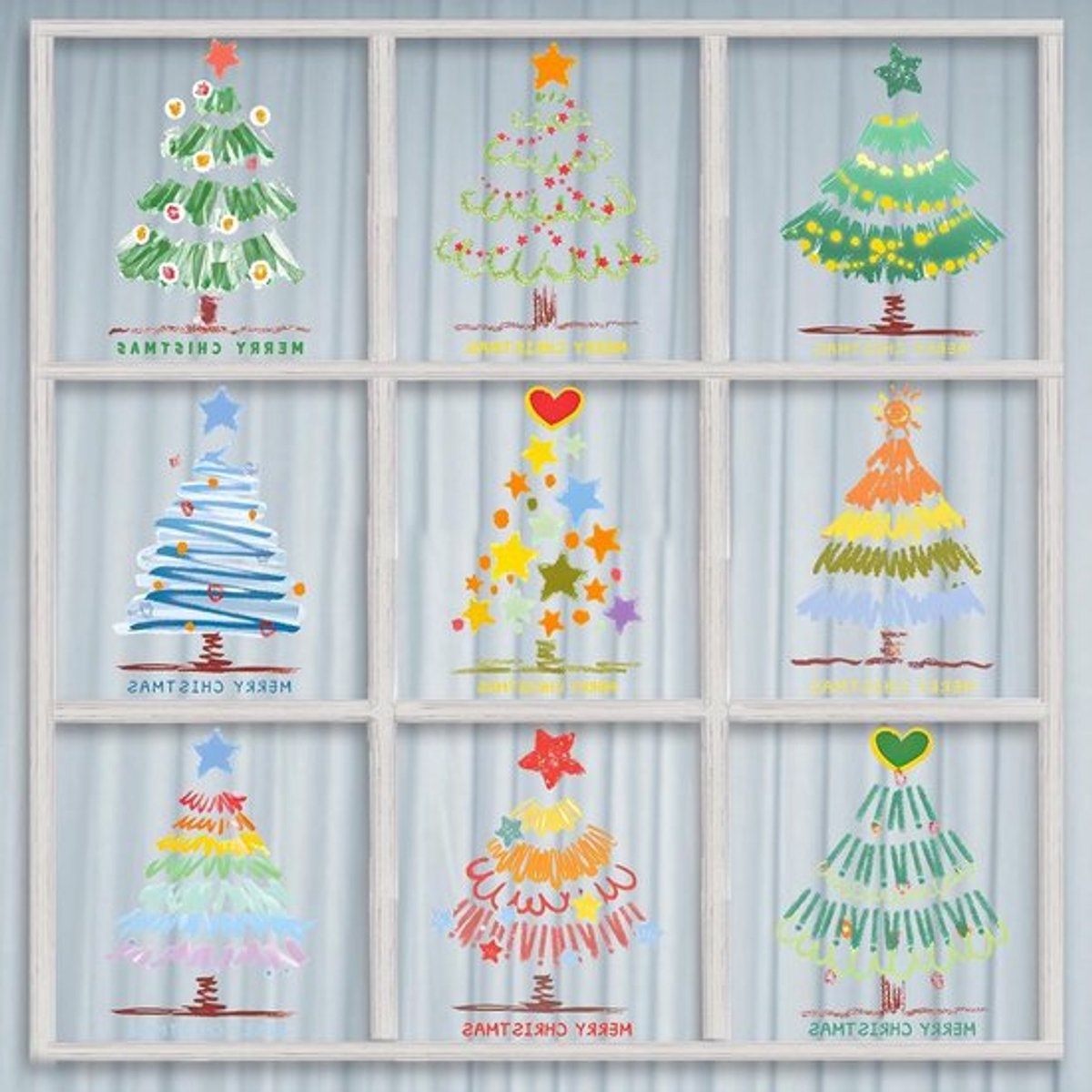 Schattige Kerstvenster Stickers - 9 Bladen met Kerstboom en Winterdecoraties voor Ramen en Deuren, Perfect voor Feestdagen en Thuisversiering