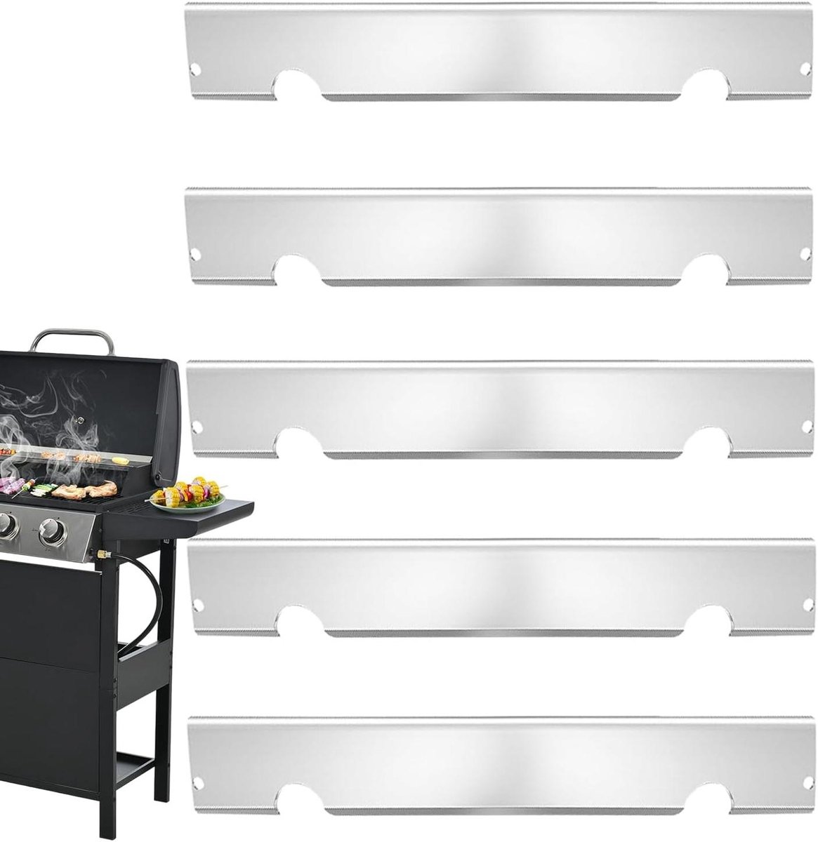 Grill Warmteborden - BBQ Platen - Smaak Verbeteren - Roestvrij Staal - 46 x 16 cm - Zilver
