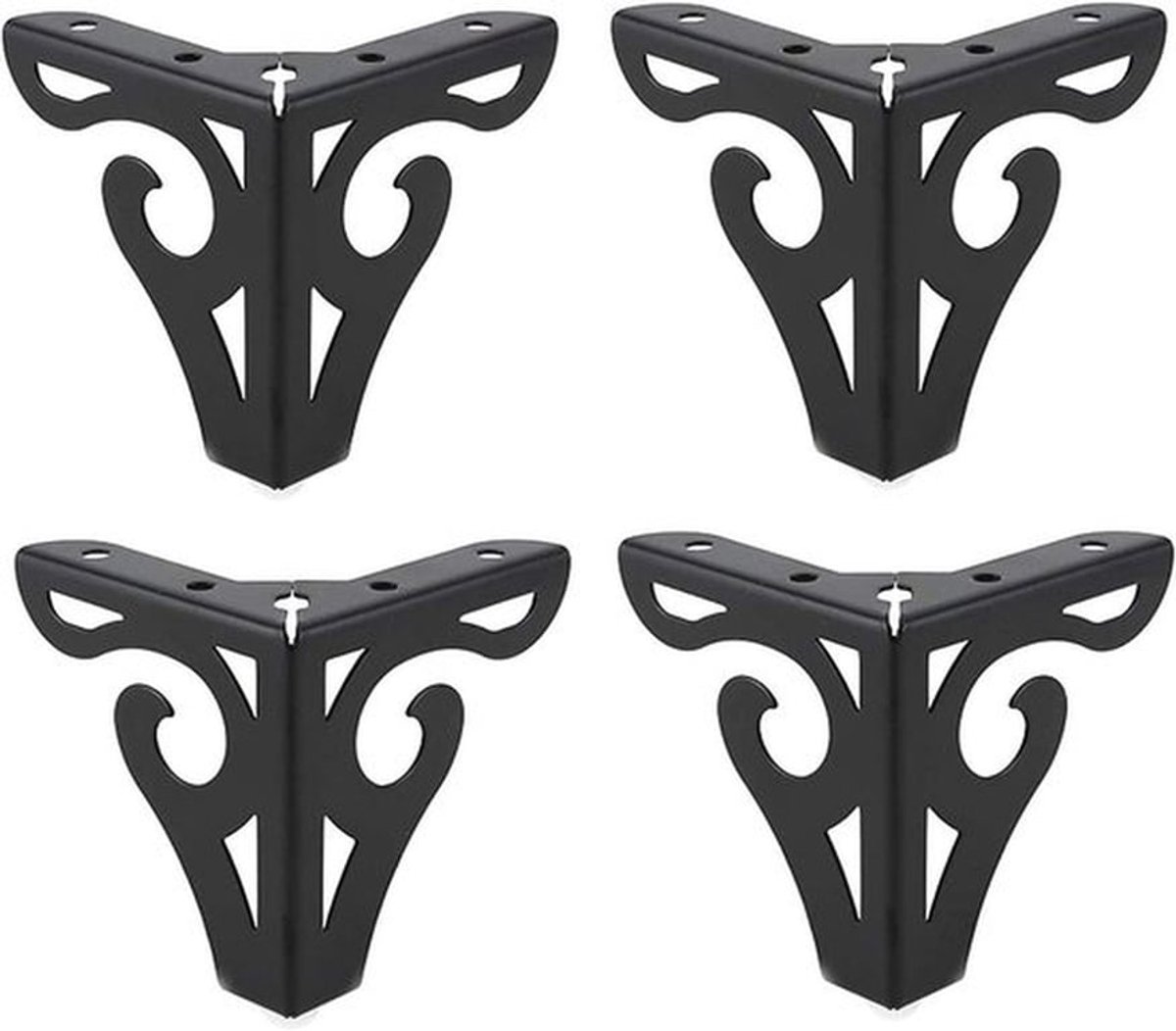 Moderne 4-inch meubelpootjes in metaal, driehoekige voeten voor tafel, kast en bank (zwart)